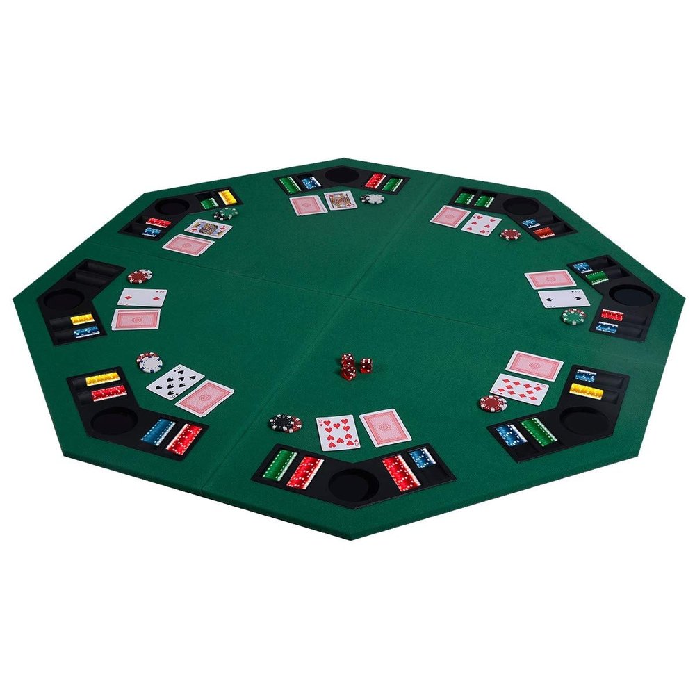Mandycng 8 Players Poker Table Top Home Use, 48 inches Octagon Fourfold Texas Card Game Table Top, Indoor Hobby Reunion Game Equipment, Entertainment Room Game Domino Game Bench Top