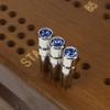 WE Games Chrome Cribbage Pegs with Austrian Crystals - Set of 3 - Saphire Blue view 2