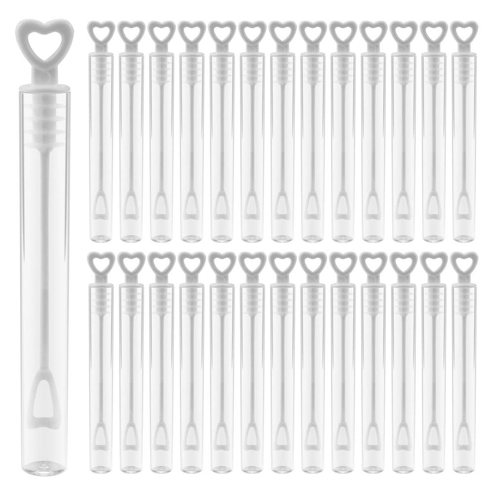 Faxco 50 PCS Bubble Wand, White Heart Bubble Stick Tube Without Bubble Liquid, Wedding Bubbles Toy, Party Favors for Anniversaries, Valentine's Day, Festival Gift(No Bubble Liquid)
