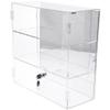 Plymor Clear Acrylic Rectangular Locking Display Case, 2 Shelves (Mirrored), 16.5" H x 16.25" W x 7" D view 1