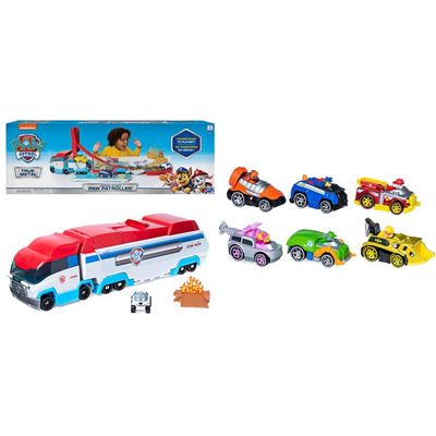 Paw Patrol, True Metal Classic Gift Pack of 6 Collectible DIE-CAST Vehicles, 1: 55 Scale, LaunchN Haul Paw Patroller, Transforming 2-in-1 Track Set for True Metal Die-Cast Vehicles