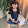 39inch Reborn Toddler Doll, Huge Baby Full Body Hard Vinyl Smile Realistic Standing Brown Hair Girl Dress Model Collectible view 3