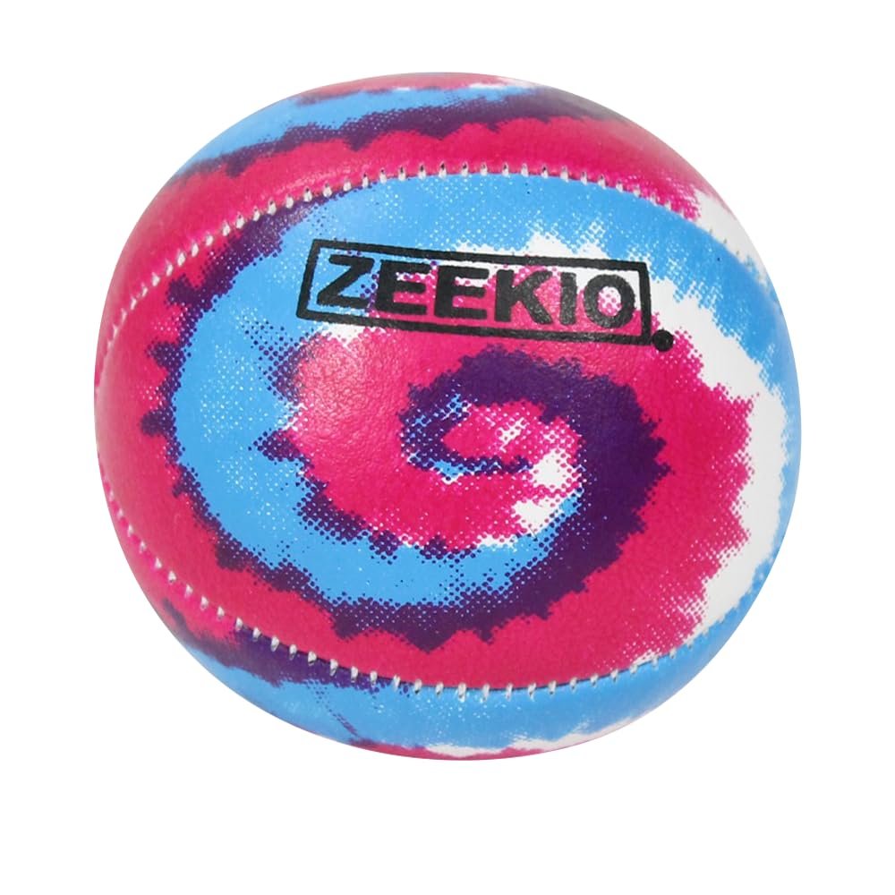 Zeekio - Tie Dye Festival Juggling Ball - Professional Grade - Suitable for All Levels - Synthetic Leather Ball Durable - 120g 67mm- Single Ball - Pink/Blue/White Swirl