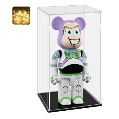LANSCOERY Acrylic Display Case, Assemble Showcase Display Box for Collectibles, with Dustproof & Seamless Display Design 10x8x12inch Black Base