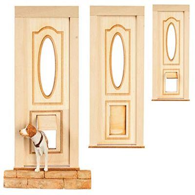 Factory Direct Craft Package of 1 Piece Unfinished Wood Miniautre Oval Cutout Pet Door for Holiday Home Dcor, Crafting and Displaying