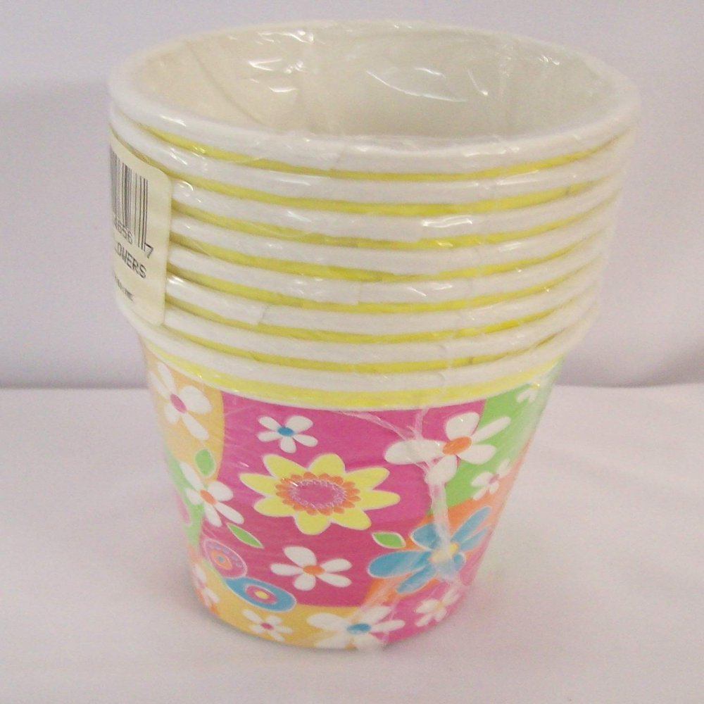 24 Hot/Cold Cups Color Me Flowers Theme Party Supplies (Hot/Cold Cups)