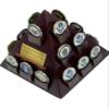 DECOMIL - Pyramid Shaped Military Challenge Coin & Poker/Casino Chip Display Solid Wood - Cherry Finish Customize view 1
