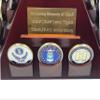 DECOMIL - Pyramid Shaped Military Challenge Coin & Poker/Casino Chip Display Solid Wood - Cherry Finish Customize view 2