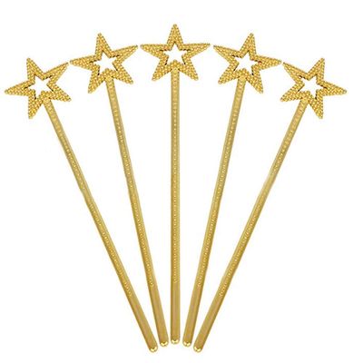 AKHFKY 5PCS Girls Costume Props Star Magic Wand Angel Fairy Wands Sticks Birthday Party Wedding Halloween Cosplay Christmas 13 Inches (Gold)