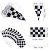 Boao 13 Pcs Checkered Party Decorations 10 Packs Checkered Black and White Racing Flags 32 ft Race Flag Banner, 2 Packs Table Covers for Car Themed Birthday Party Decorations Supplies view 3