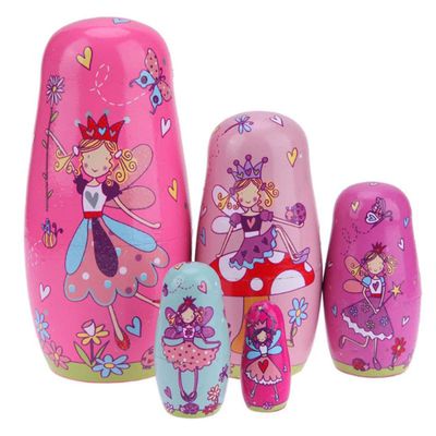 Konrisa Matryoshka Nesting Dolls Set of 5 Pieces Angel Elf Handmade Figurine Wooden Stacking Dolls for Girls Wedding Party Supplies Home Decoration