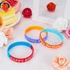 BBTO 48 Pieces Happy Birthday Rubber Bracelets Silicone Stretch Wristbands Colored Silicone Bracelets for Birthday Party Supplies(Cute Style) view 4