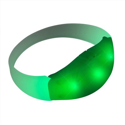 Green Light Up Stretch Bracelet with Steady Illumination LED Lights (Set of 12)