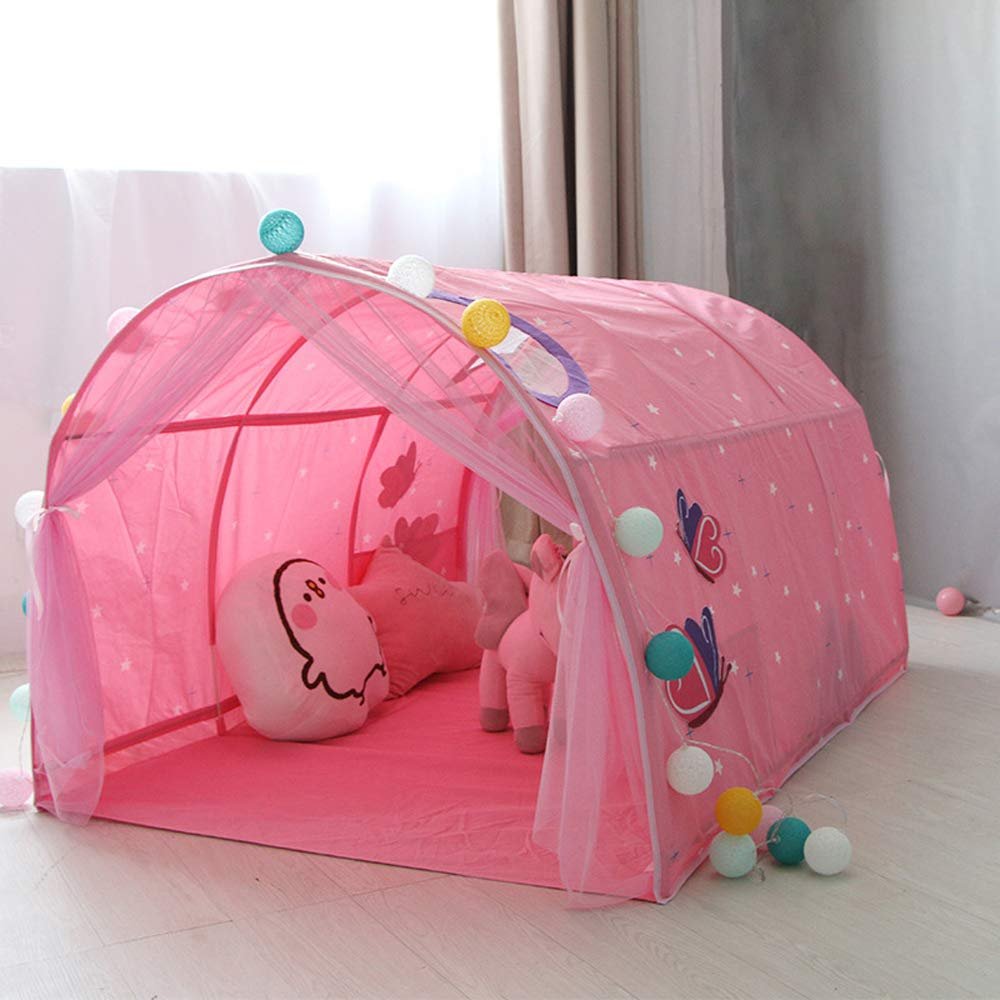 HI SUYI Children's Cabin Bed Tunnel Tent for 90-100cm in Width Loft Bed Bunk Tent,Fabric, Pink, Single