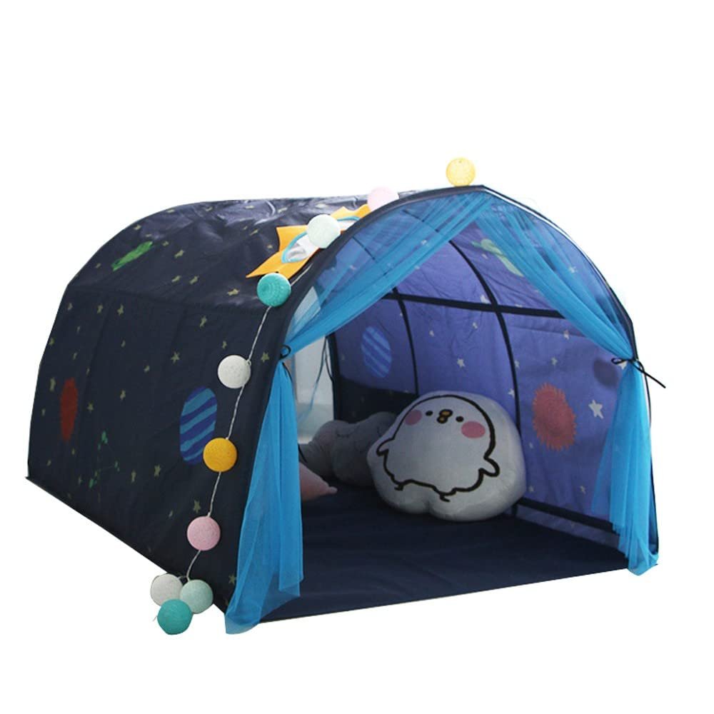 Children's Cabin Bed Tunnel Tent for 90-100cm in Width Loft Bed Bunk Tent,Fabric, Blue, Single