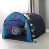 Children's Cabin Bed Tunnel Tent for 90-100cm in Width Loft Bed Bunk Tent,Fabric, Blue, Single view 2