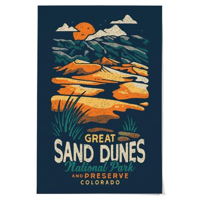 Lantern Press 36x54 Inch Giclee Art Print Wall Decor, Colorado, Great Sand Dunes National Park and Preserve, Distressed