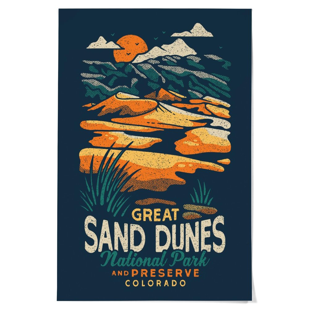 Lantern Press 36x54 Inch Giclee Art Print Wall Decor, Colorado, Great Sand Dunes National Park and Preserve, Distressed