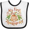 inktastic My 1st Thanksgiving Pumpkin Vegetables in Orange and Green Baby Bib White and Black 37bda view 1