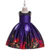 MYRISAM Kids Girls Halloween Costume Dress w/Witch Hat Ghost Pumpkin Skull Printed Fancy Dress Up Cosplay Party Outfits 6-7T view 2