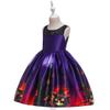 MYRISAM Kids Girls Halloween Costume Dress w/Witch Hat Ghost Pumpkin Skull Printed Fancy Dress Up Cosplay Party Outfits 6-7T view 3