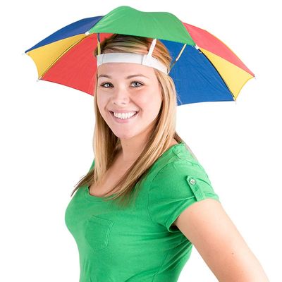 Bedwina Umbrella Hat Pack of 2 - Colorful Party Hats - 20 Inch, Hands Free, Funny Rainbow Colorful Beach Party Hats, Adjustable Size Fits All Ages, Kids, Men & Women