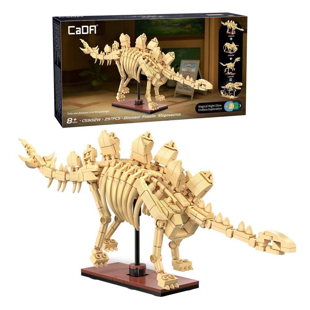 CaDA Stegosaurus (297 Pieces) - C59012W - Skeleton of a Stegosaurus, Glow in the Dark