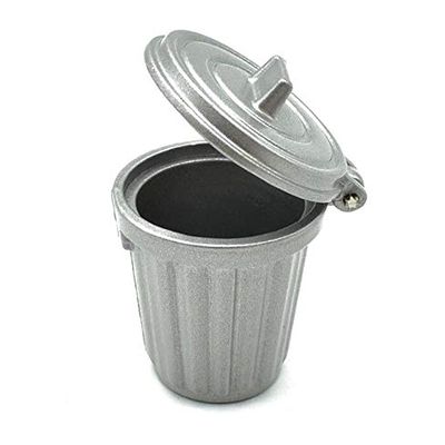 EatingBiting Adult Scene DIY 1:12 Dollhouse Miniature Furniture Home Garden Trash Can Garbage Bin Silver 30mm Width: 26mm Height: 35