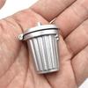EatingBiting Adult Scene DIY 1:12 Dollhouse Miniature Furniture Home Garden Trash Can Garbage Bin Silver 30mm Width: 26mm Height: 35 view 2