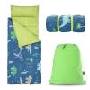 Hi Sprout Toddlers Nap Mat with Removable Pillow and Soft Blanket, Lightweight Daycare Preschool Kindergarten Sleeping Bag, Travel Slumber for Kids Girls Boys-Dinosaur view 1