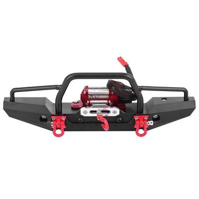 RC Front Bumper,Aluminum Alloy Front Bumper with Winch for -4 RC Car Crawler Upgrade Part,Large-Size Heavy-Metal,Classic Split Type Design,