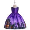 MYRISAM Kids Girls Halloween Costume Dress w/Witch Hat Ghost Pumpkin Skull Printed Fancy Dress Up Cosplay Party Outfits 6-7T view 2