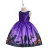 MYRISAM Kids Girls Halloween Costume Dress w/Witch Hat Ghost Pumpkin Skull Printed Fancy Dress Up Cosplay Party Outfits 6-7T view 3