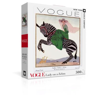 New York Puzzle Company - Vogue Magazine Lady on a Zebra - 500 Piece Jigsaw Puzzle for Family Game Nights by Andr douard Marty