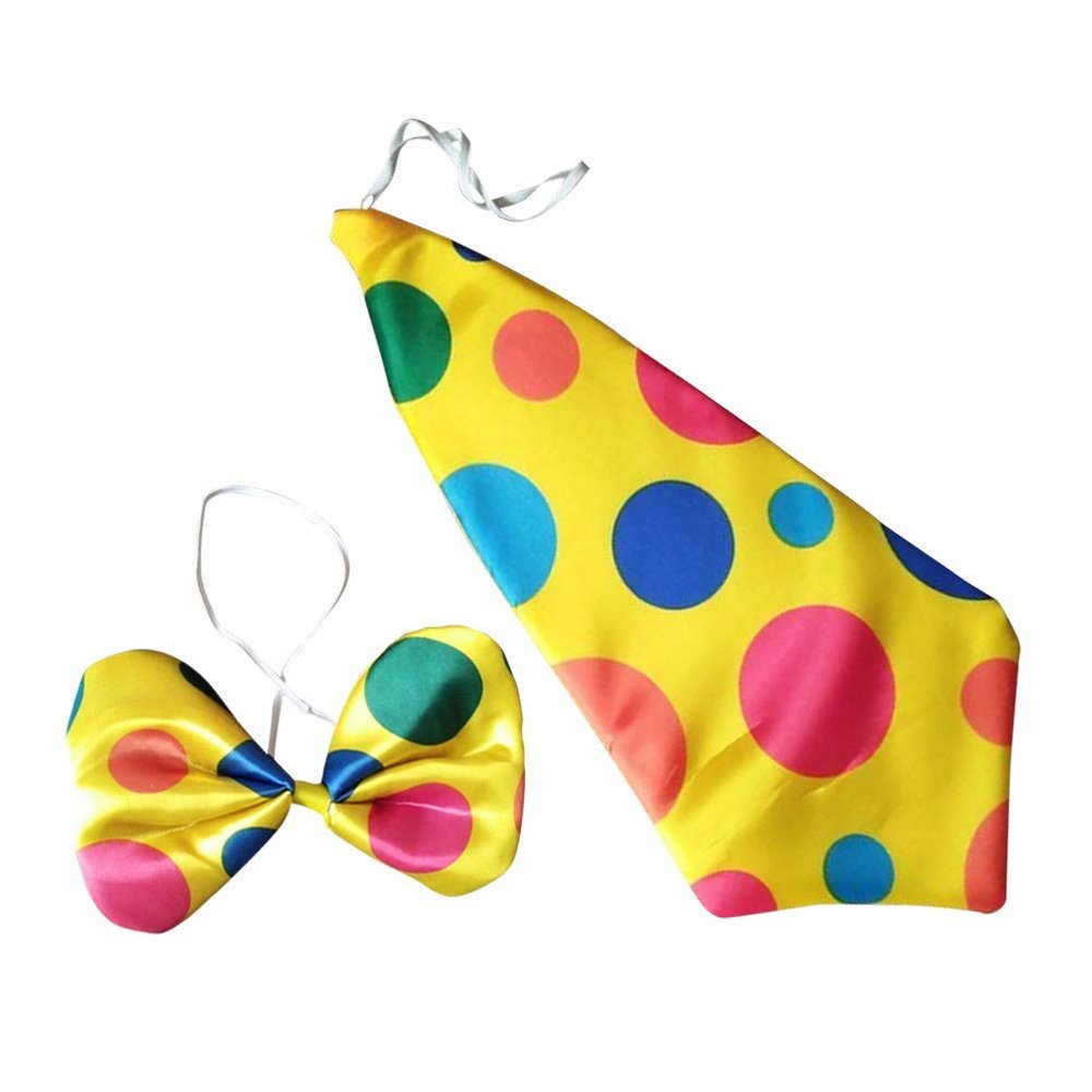 BinaryABC Clown Tie and Bow Tie Set,Clown Costume Props,Halloween Carnival Circus Costume Fancy Dress Accessories