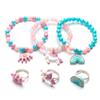 Annilubaby Unicorn Bracelet Ring Set - Rainbow Shiny Crown Bracelet for Toddler Girls - Little Girl Jewel Rings Set Girl Pretend Play and Dress Up Rings view 2