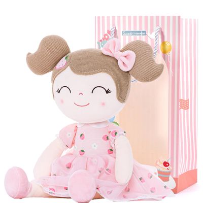 Gloveleya Baby Girl Gift Strawberry Pink Plush Doll with Gift Box, Soft First Baby Doll for Toddler Girls, Birthday Present, Baby Shower & Holiday Keepsake