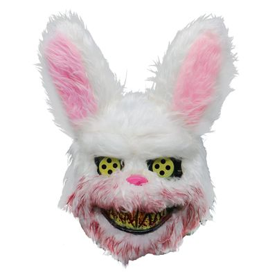 EXP VISION Halloween Spooky Plush Mask, Bloody Creepy Animal Head Mask, Horror Costume Play Party, Haunted House (Abunny)