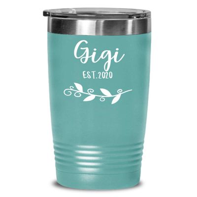 Gigi Est 2019 Tumbler Pregnancy Announcement Travel Mug For New Grandmother Future Grandma To Be Baby Reveal or Baby Shower Coffee Cup for Mom
