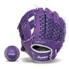 Franklin Sports Meshtek Teeball Fielding Glove with Ball - Left Hand Throw - 9.5" - Purple/Chrome view 1
