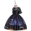 MYRISAM Kids Girls Halloween Costume Dress w/Witch Hat Ghost Pumpkin Skull Printed Fancy Dress Up Cosplay Party Outfits 6-7T view 3