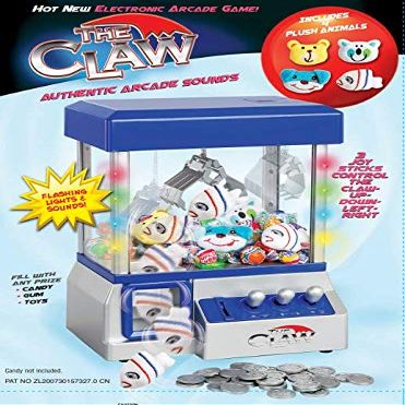Claw Machine - Arcade Mini Toy Grabber Machine for Kids - Candy Machine- Retro Carnvial Music & Flashing Lights- Best Birthday Gift Game. Use Gumballs, Candy, Toys, or Small Prizes (Blue)