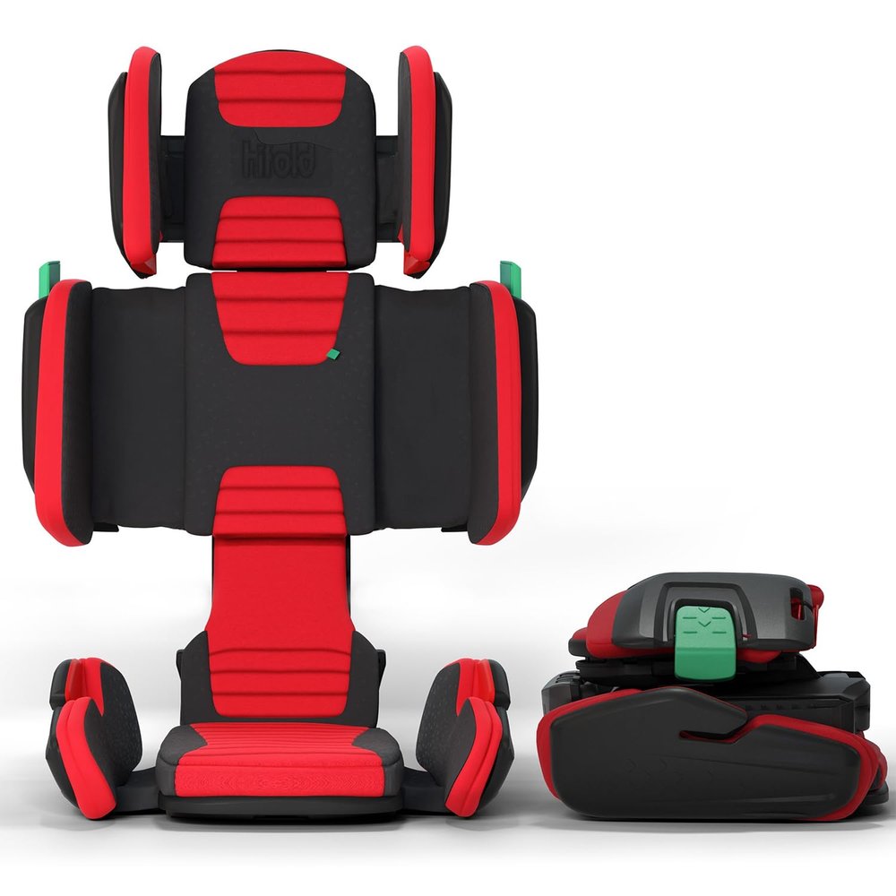 Mifold Hifold Adjustable Kids High Back Booster Car Seat with Strap  Racing Red