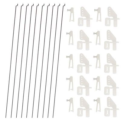 10 PCS 0.047x10.24" Steel Pushrods And 10 PCS Nylon 0.79x0.43" Lock on Control Horns 4 Holes for RC Airplane Model Aircraft DIY Parts