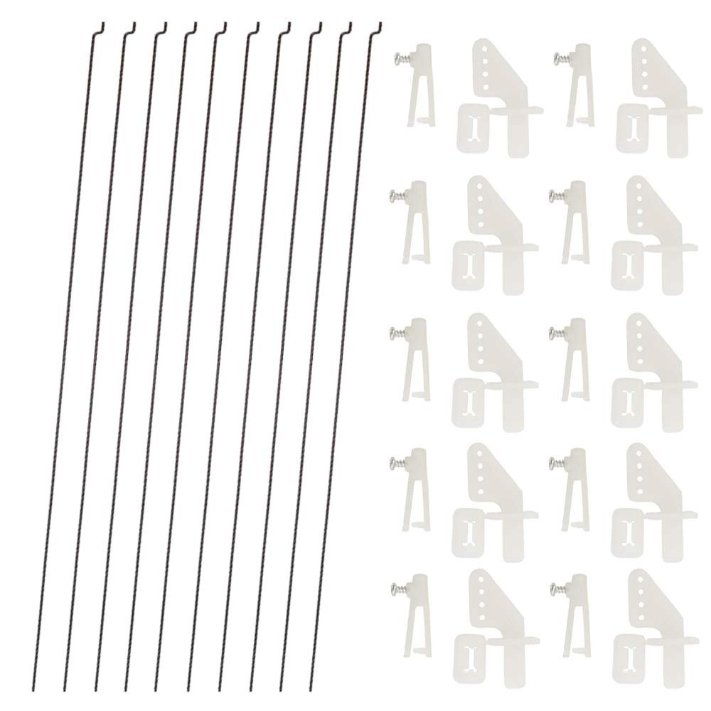 10 PCS 0.047x10.24" Steel Pushrods And 10 PCS Nylon 0.79x0.43" Lock on Control Horns 4 Holes for RC Airplane Model Aircraft DIY Parts
