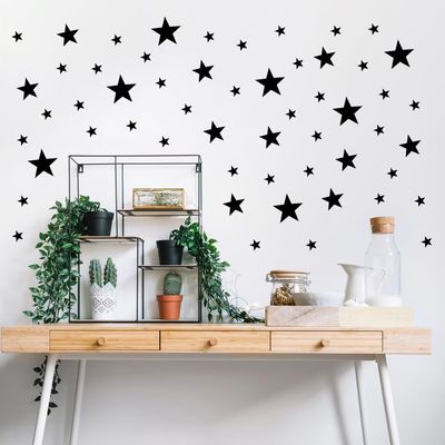 155 Pcs Black Star Wall Decals Mix Sizes (1Inch-4Inch) Peel & Stick Vinyl Stickers for Kids Room, Nursery & Bedroom Dcor