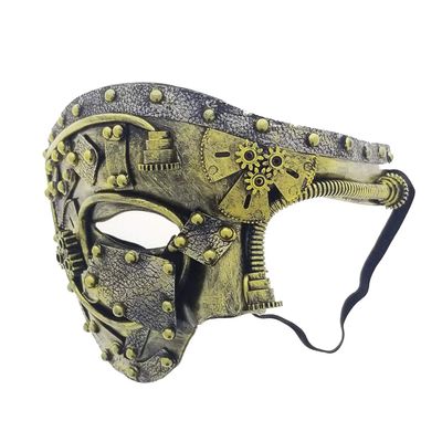 P.S. Fantasy Halloween Steam Punk, Foam Mask. For Cosplay, Halloween Party, Collection (2203-Gold)