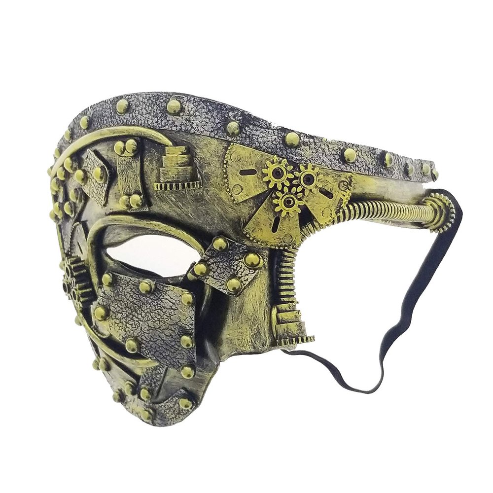 P.S. Fantasy Halloween Steam Punk, Foam Mask. For Cosplay, Halloween Party, Collection (2203-Gold)