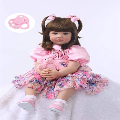 24inch Toddler Reborn Doll Soft Silicone Vinyl Cotton Body Princess Girl Lifelike Baby Doll Detail Painting Christmas Birthday