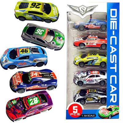 Himeeu Pull Back Racing Cars Die cast Race Car Vehicles,3 Inch Metal Friction Powered Car Toys for Toddlers, Set of 5 (Racing Cars)